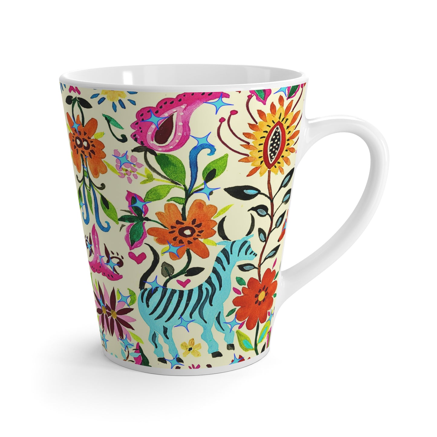 Festival of Springtime Folklore Floral Otomi Decorative Hot Beverage Cappuccino Tea Chia Latte Mug