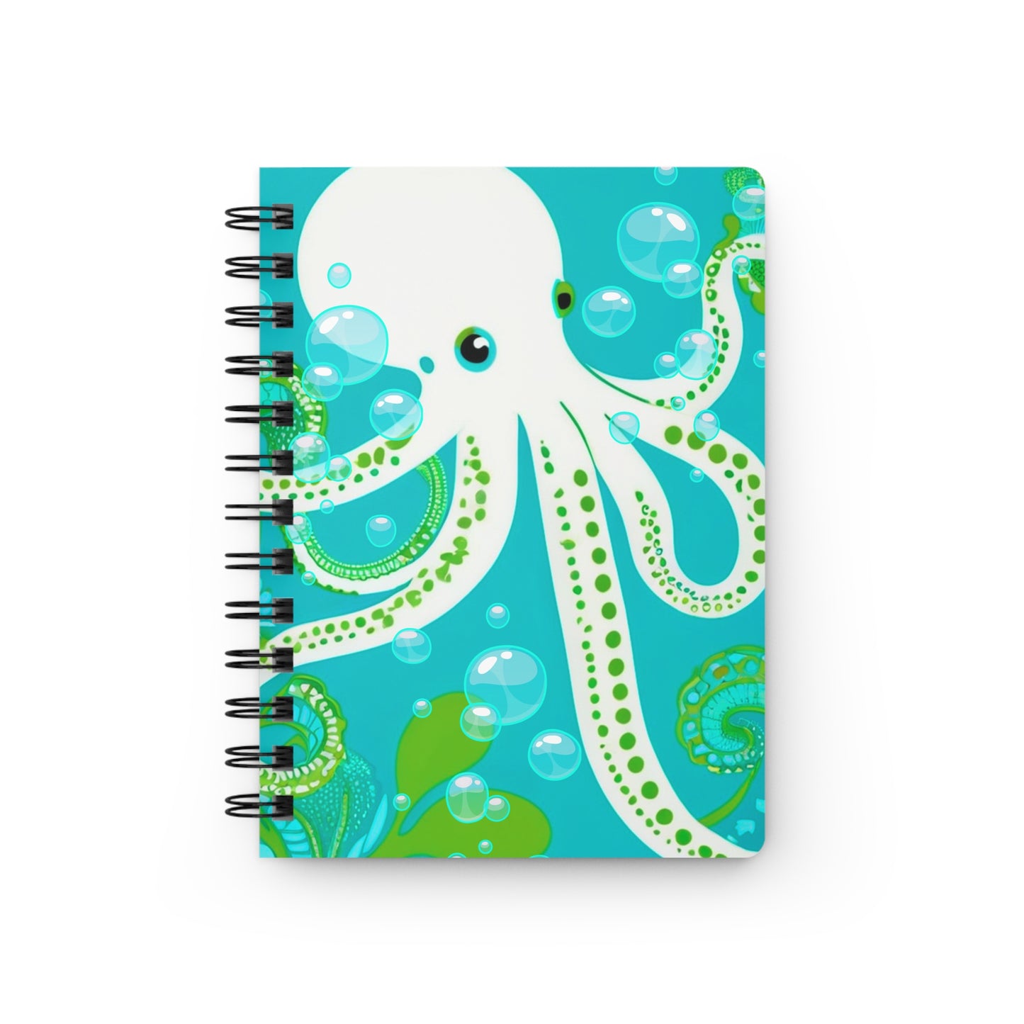 Aqua Octopus Bubbles Writing Sketch Inspiration Spiral Bound Journal