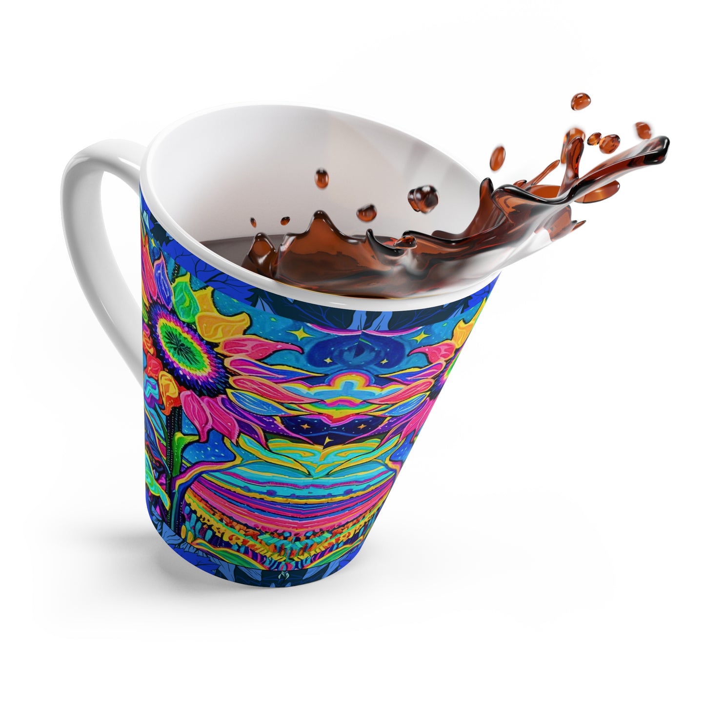 Electric Sunflower Collage Decorative Hot Cappuccino Latte Mug