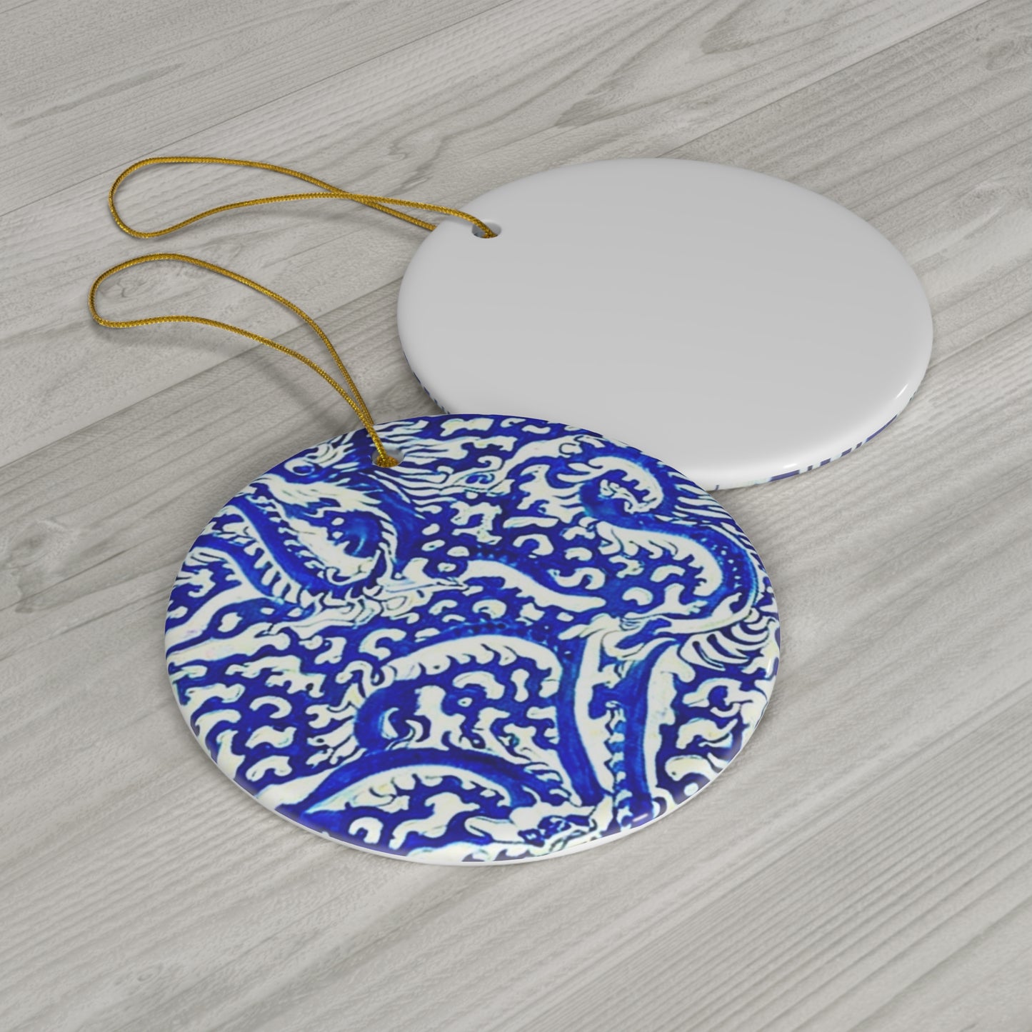 Sea of Chinese Dragons Ming Dynasty Blue and White Porcelain Pattern Ceramic Ornament