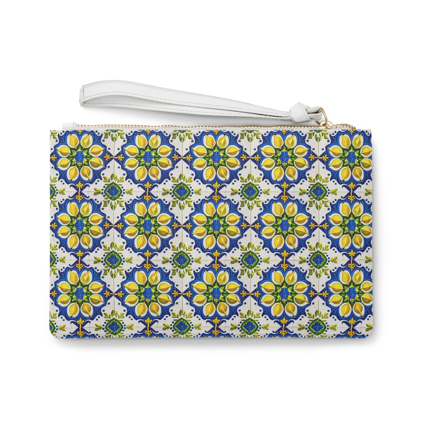 Island of Capri Limone  Italian Durata Tile Lemons Blue Errands Evening Pouch Clutch Bag