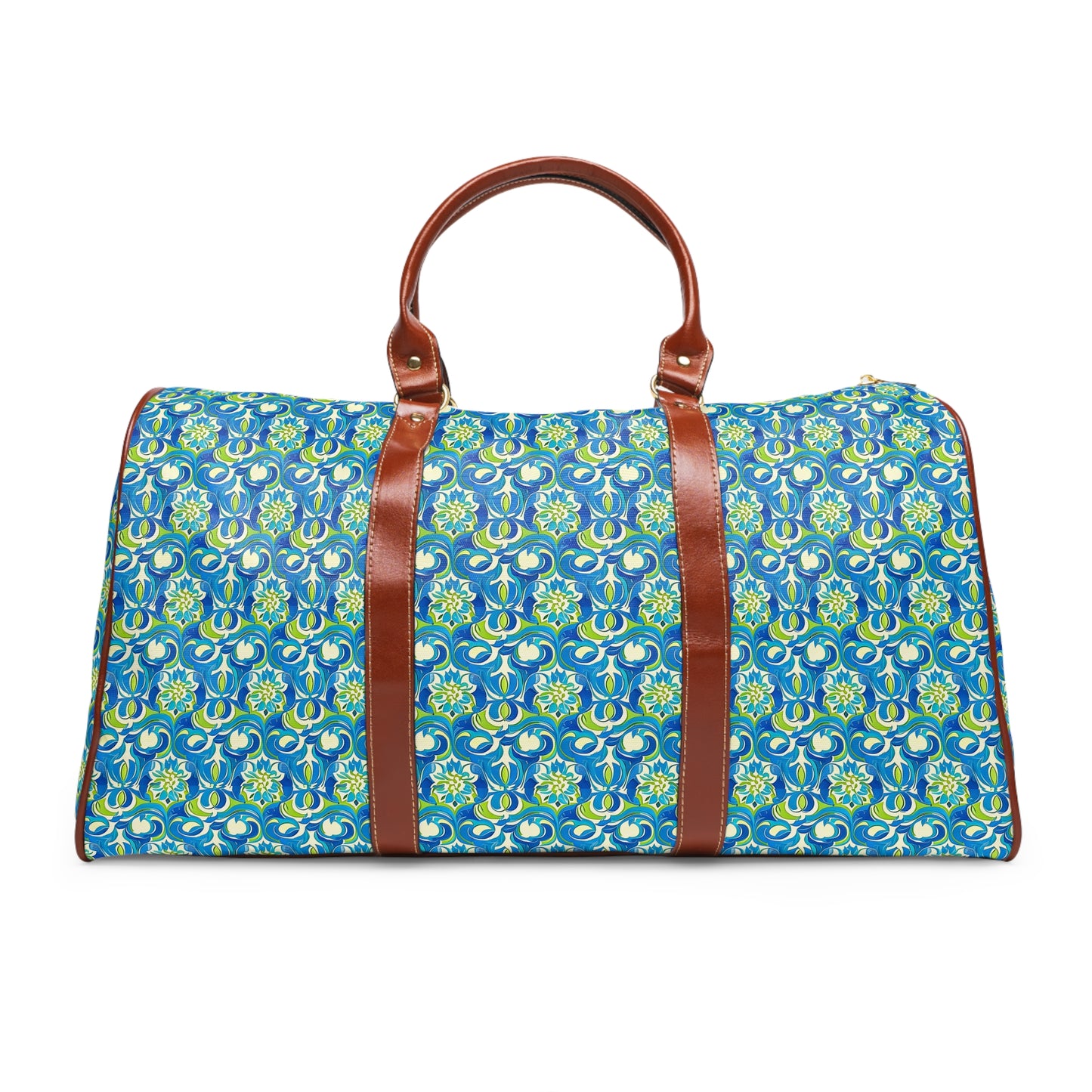 Naples Osteria Sea Blue Italian Tile Coastal Pattern Waterproof Travel Bag