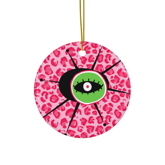 Quasar Eye Leopard MCM  Hot Pink Decorative Ceramic Ornament