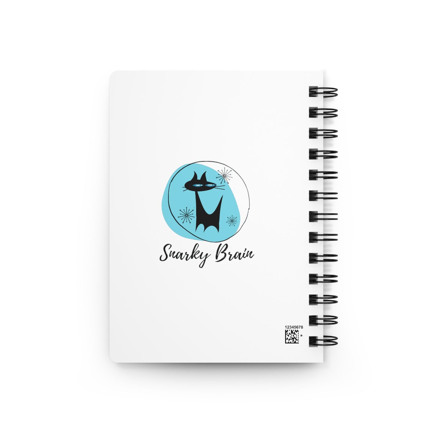 Snarky Brain Logo Midcentury Modern Black Cat Snarkisms Writing Sketch Spiral Bound Journal