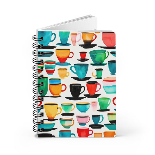Coffee Cups Midcentury Modern Kitchen Writing Sketch Inspiration Spiral Bound Journal