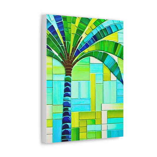 Turks and Caicos Palm Tree Poolside Tile Ocean Art Canvas Gallery Wraps