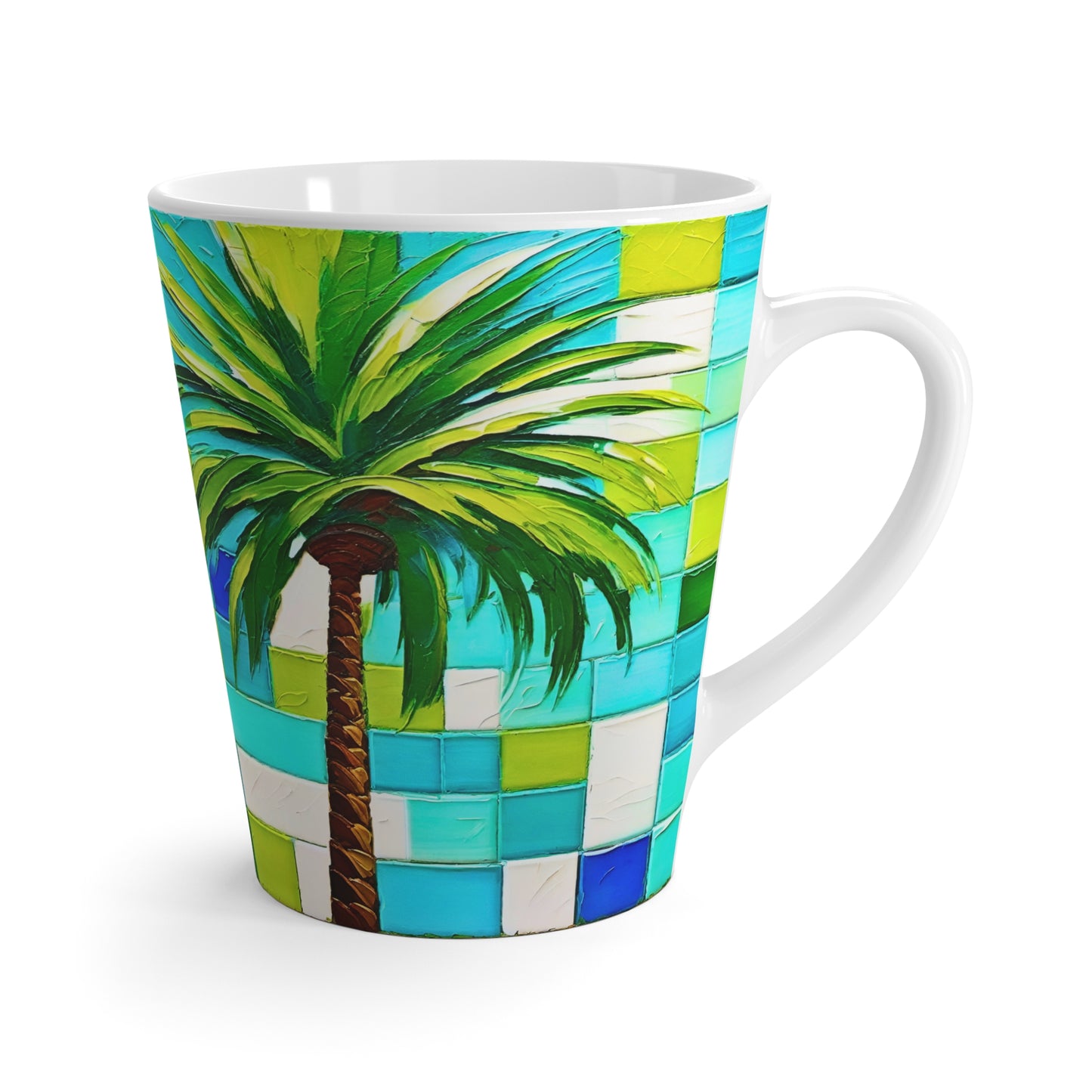 Turks and Caicos Palm Tree Poolside Tile Ocean Beach House Decor Coastal Hot Beverage Coffee Chia Tea Cappuccino Latte Mug