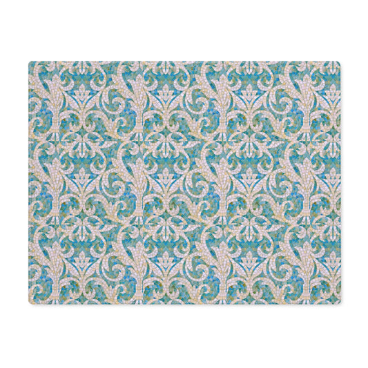 Aqua Mosaic Italian Tile Pattern Tablescape Placemat, 1pc