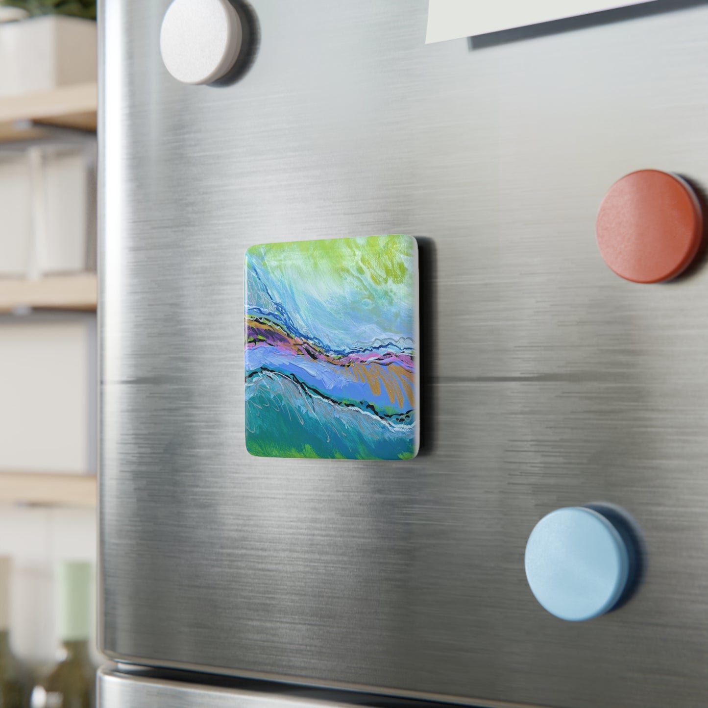 Abstract Me Painting Refrigerator Decorative Porcelain Magnet, Square