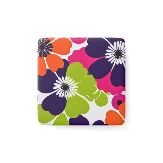 High Summer Blooms Refrigerator Decorative Porcelain Magnet, Square (Limited Edition August 2024)