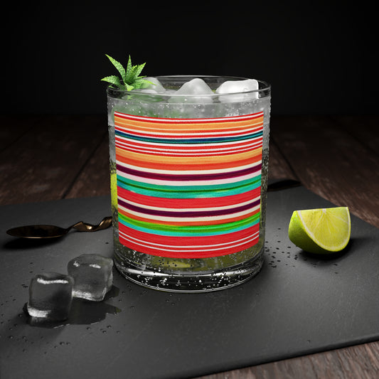 Serape Mexican Blanket Fiesta Southwestern Stripes Cocktail Party Beverage Entertaining Bar Glass