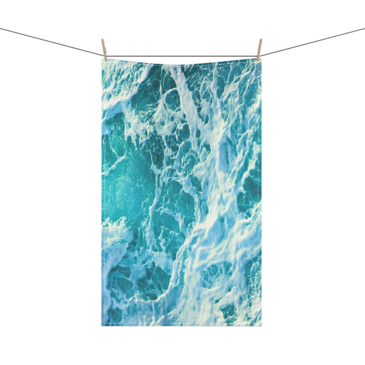 Ocean Blue Waves Coastal Beach House Decorative Kitchen Tea Towel/Bar Towel
