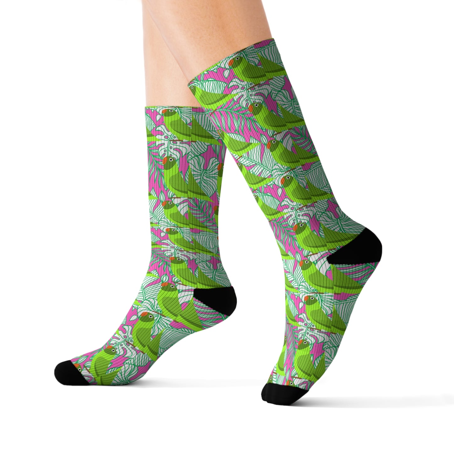 Parrots of Palm Beach Decorative Pattern Sublimation Socks