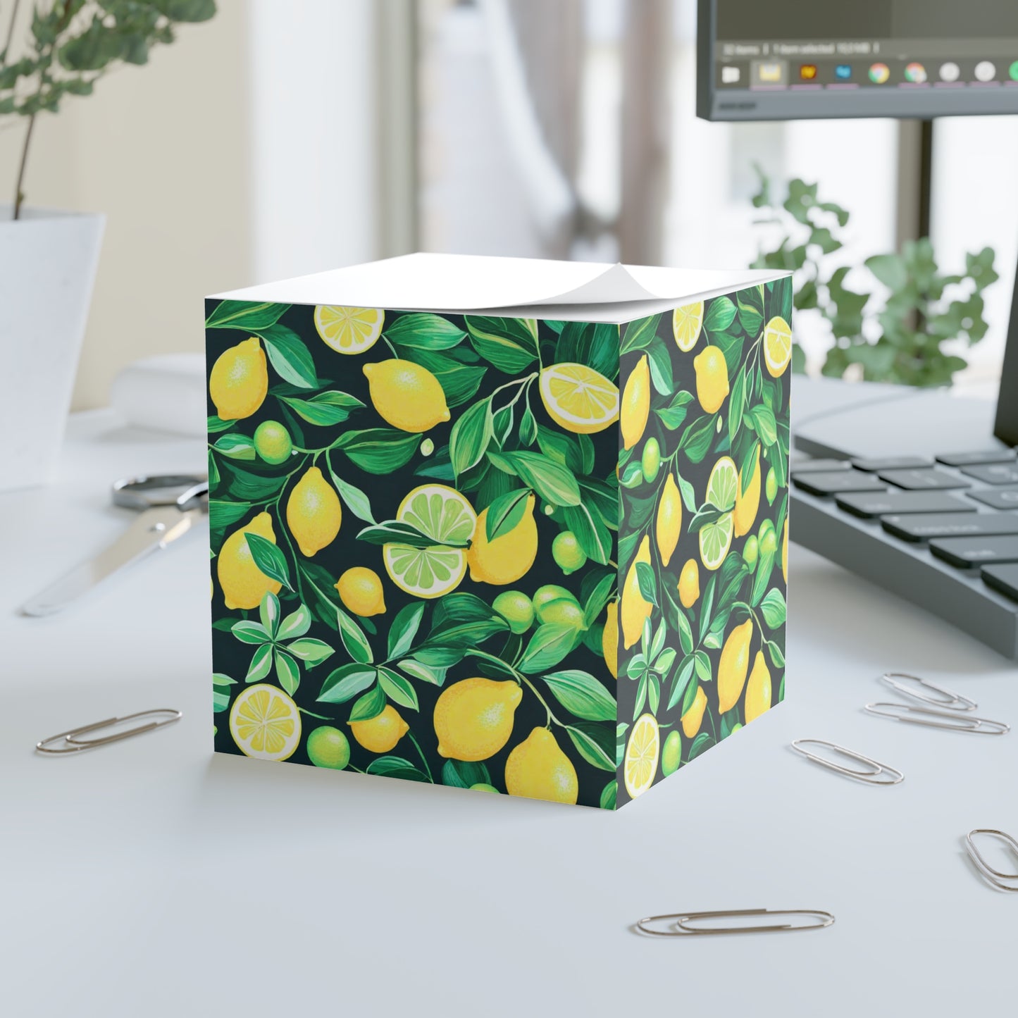 Lemon Grove Citrus Watercolor Painting Paper Note Cube