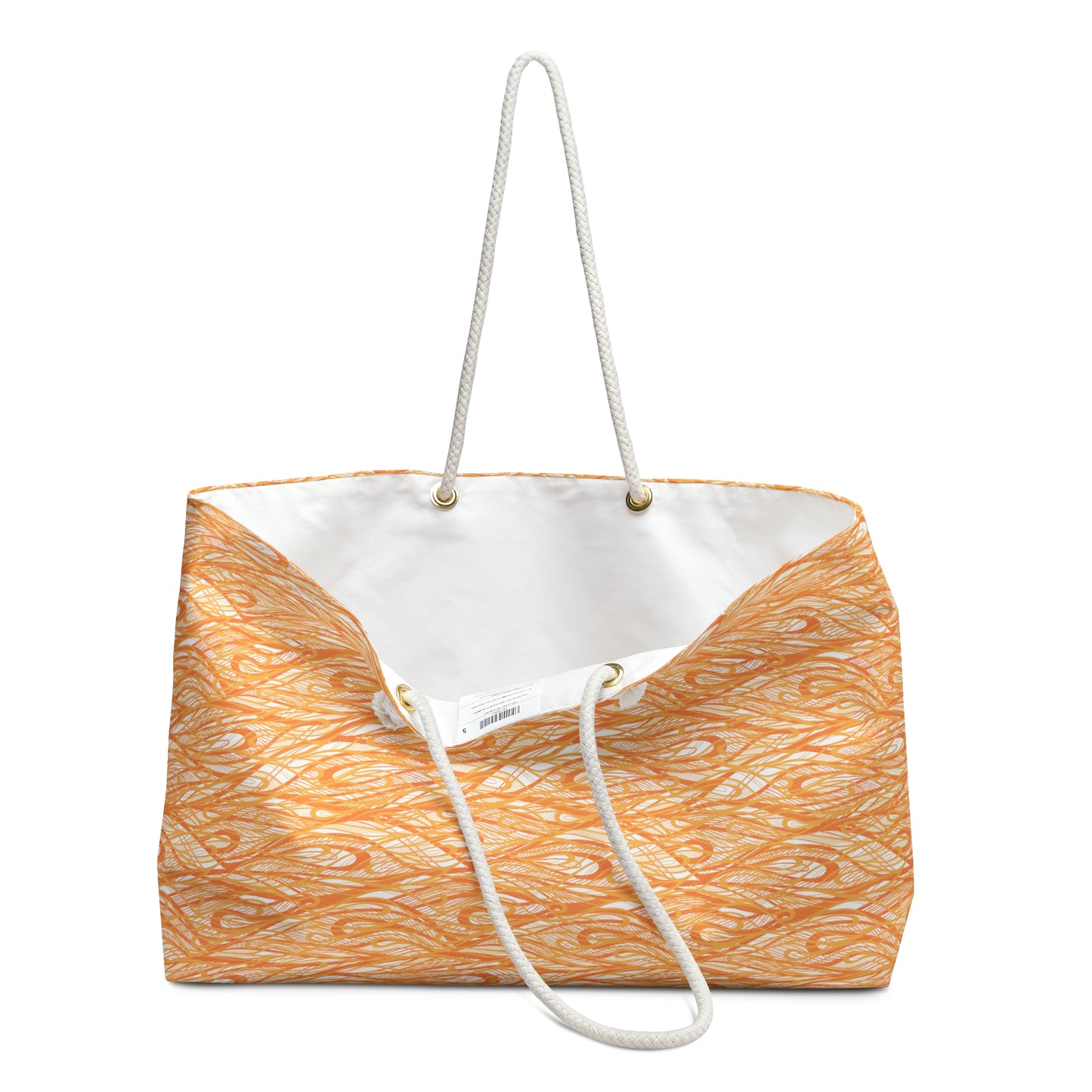 Wave Vibrations Orange Tangerine Modern Coastal Pattern Decorative Shopper Market Weekender Bag