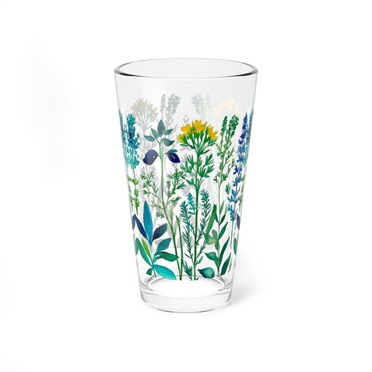 Spring Herbs Cocktail Beverage Mixing Glass, 16oz