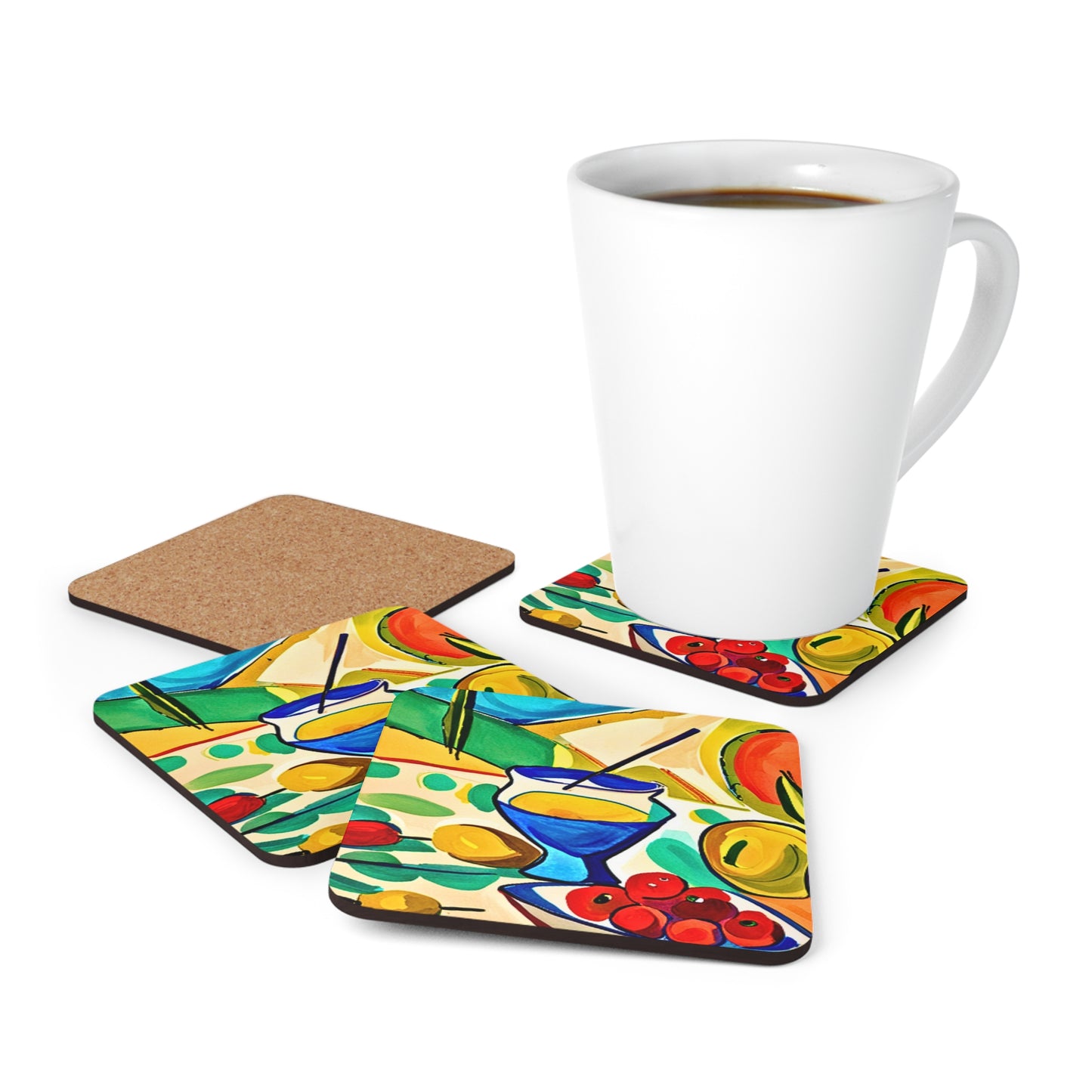 Afternoon French Aperitif Cocktail Party Beverage Entertaining Corkwood Coaster Set
