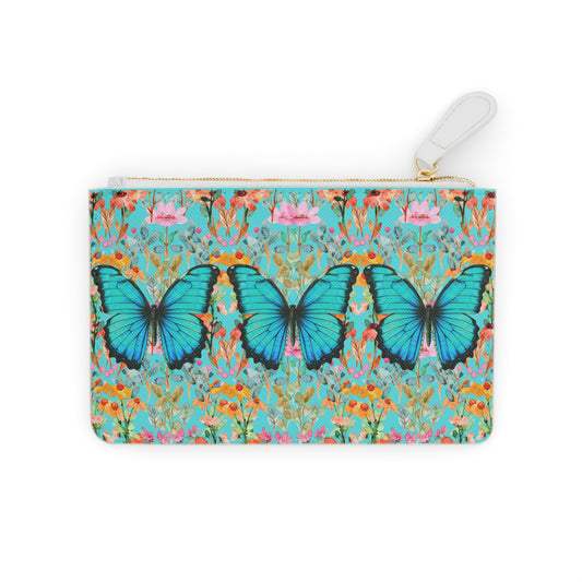 Wildflower Fields Turquoise Coin Purse Mini Pouch Clutch Bag