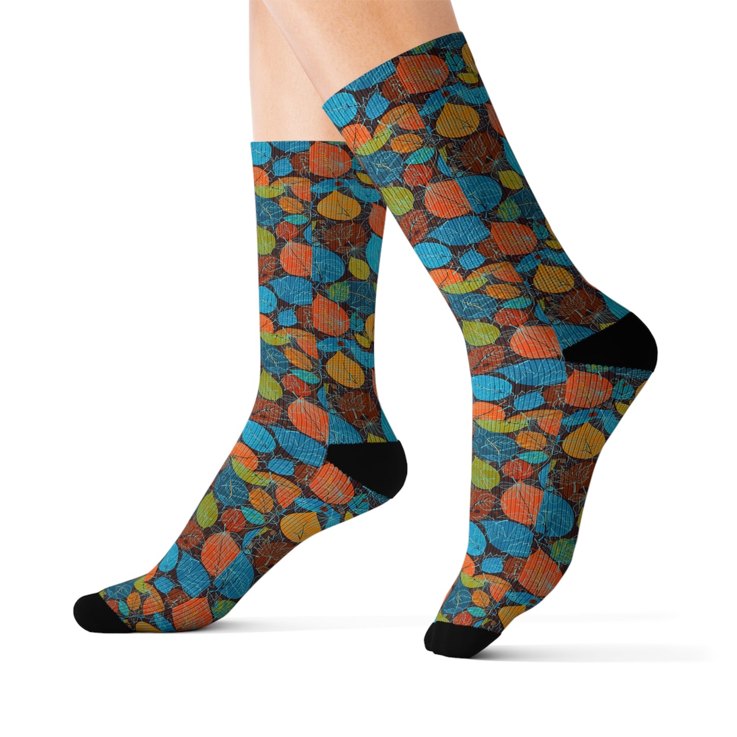 Scattered Leaves Decorative Sublimation Socks