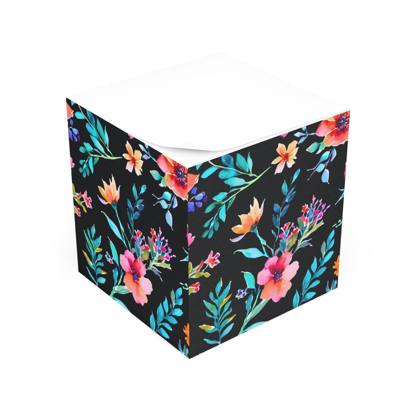 Midnight Floral I Watercolor Original  Decorative Note Cube