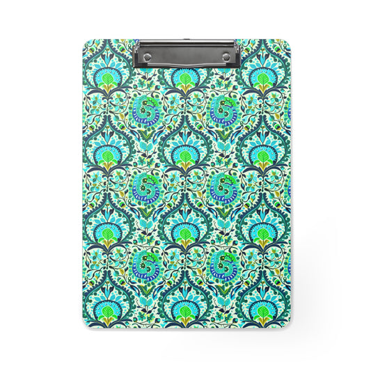 Suzani Tribal Pattern Blue and Green Bohemian  Desk Clipboard