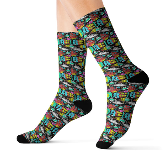 Space Age Galaxy Jam Decorative Pattern Sublimation Socks