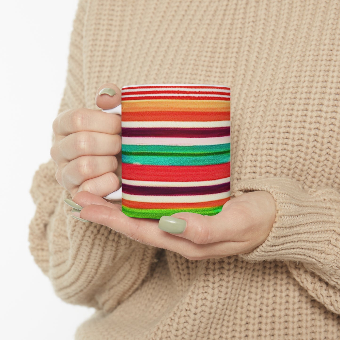 Serape Mexican Striped Blanket Southwestern Pattern Hot Beverage Coffee Tea Ceramic Mug 11oz