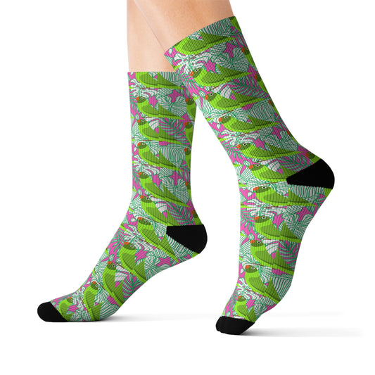 Parrots of Palm Beach Decorative Pattern Sublimation Socks