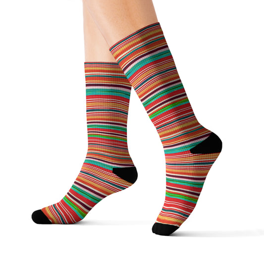 Serape Mexican  Stripes Decorative Pattern Sublimation Socks