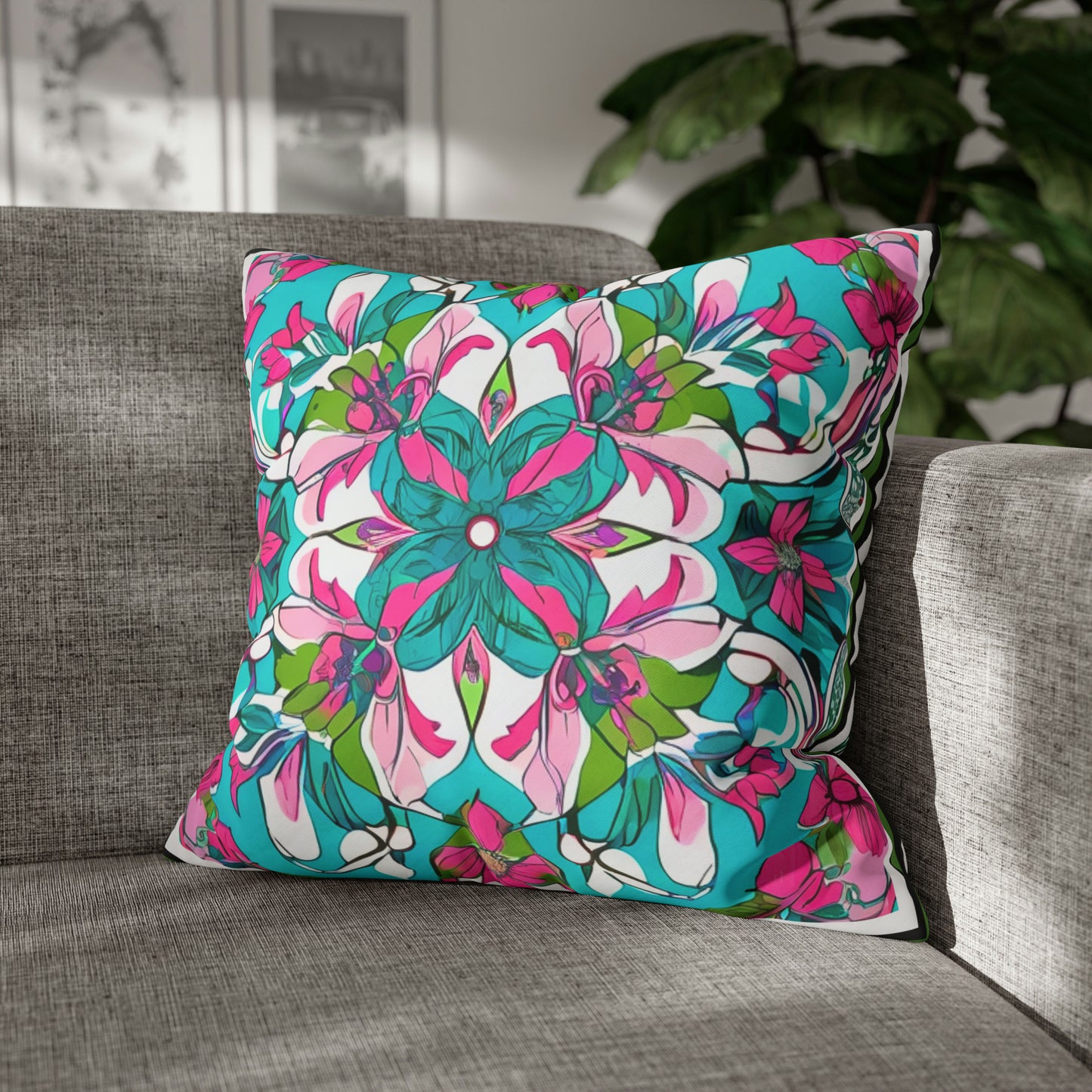 Savannah Porch Afternoon Deep Southern Floral Pattern Decorative Spun Polyester Pillow Cover