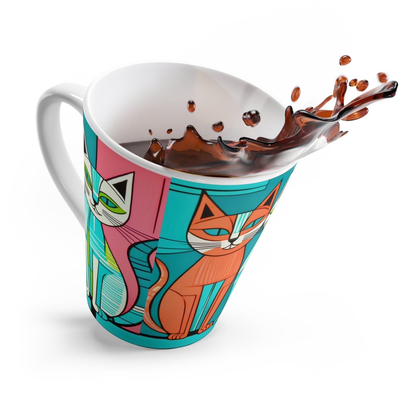 Cubist Cats Midcentury Modern Cappuccino Tea Hot Beverage Latte Mug