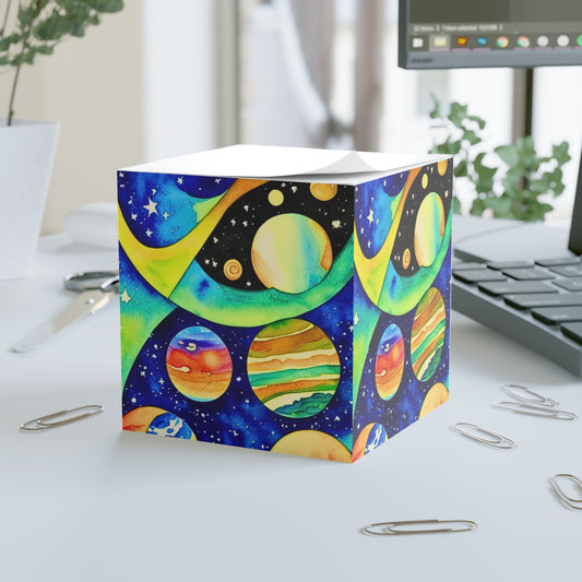 Galaxy Daydreaming Watercolor Painting Paper Note Cube