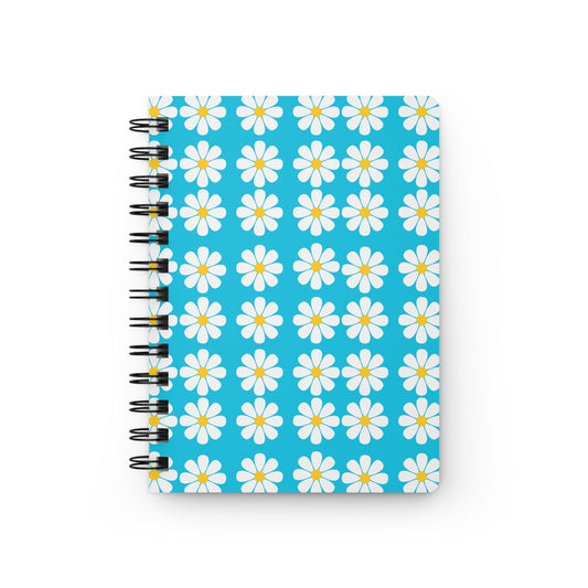 1968 Vintage Daisies Turquoise Writing Diary Sketch Spiral Bound Journal