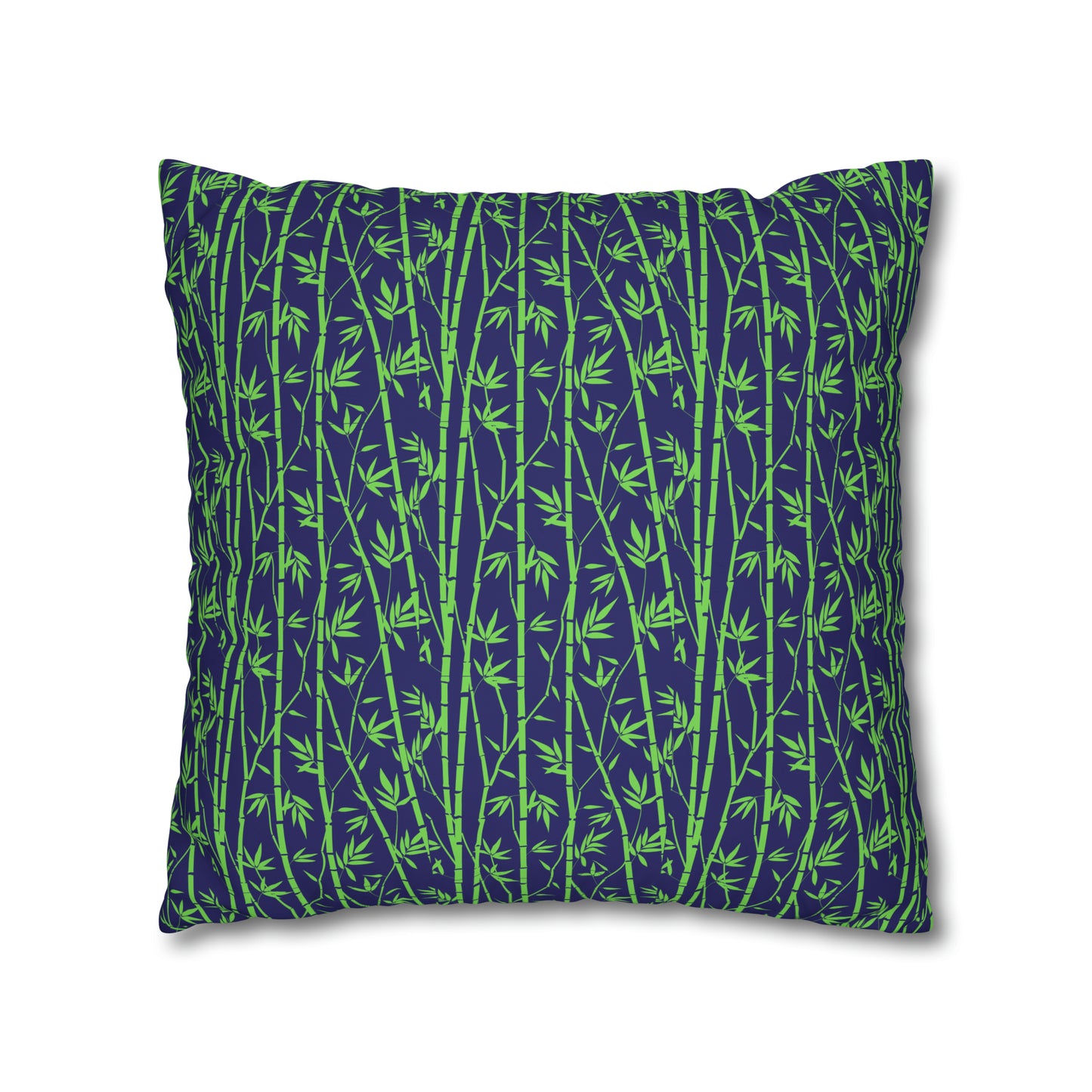 Bamboo Zen Meditation Garden Midnight Blue/Black Decorative Spun Polyester Pillow Cover