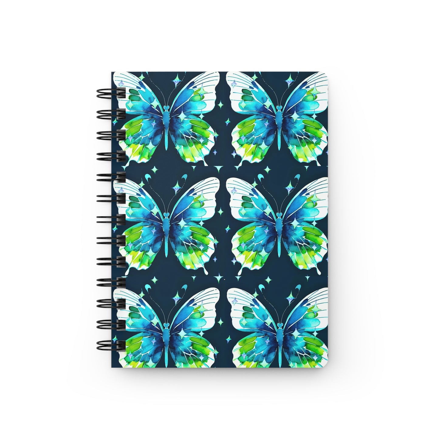 Twilight Awakening Blue Butterfly Watercolor Writing Sketch Inspiration Spiral Bound Journal