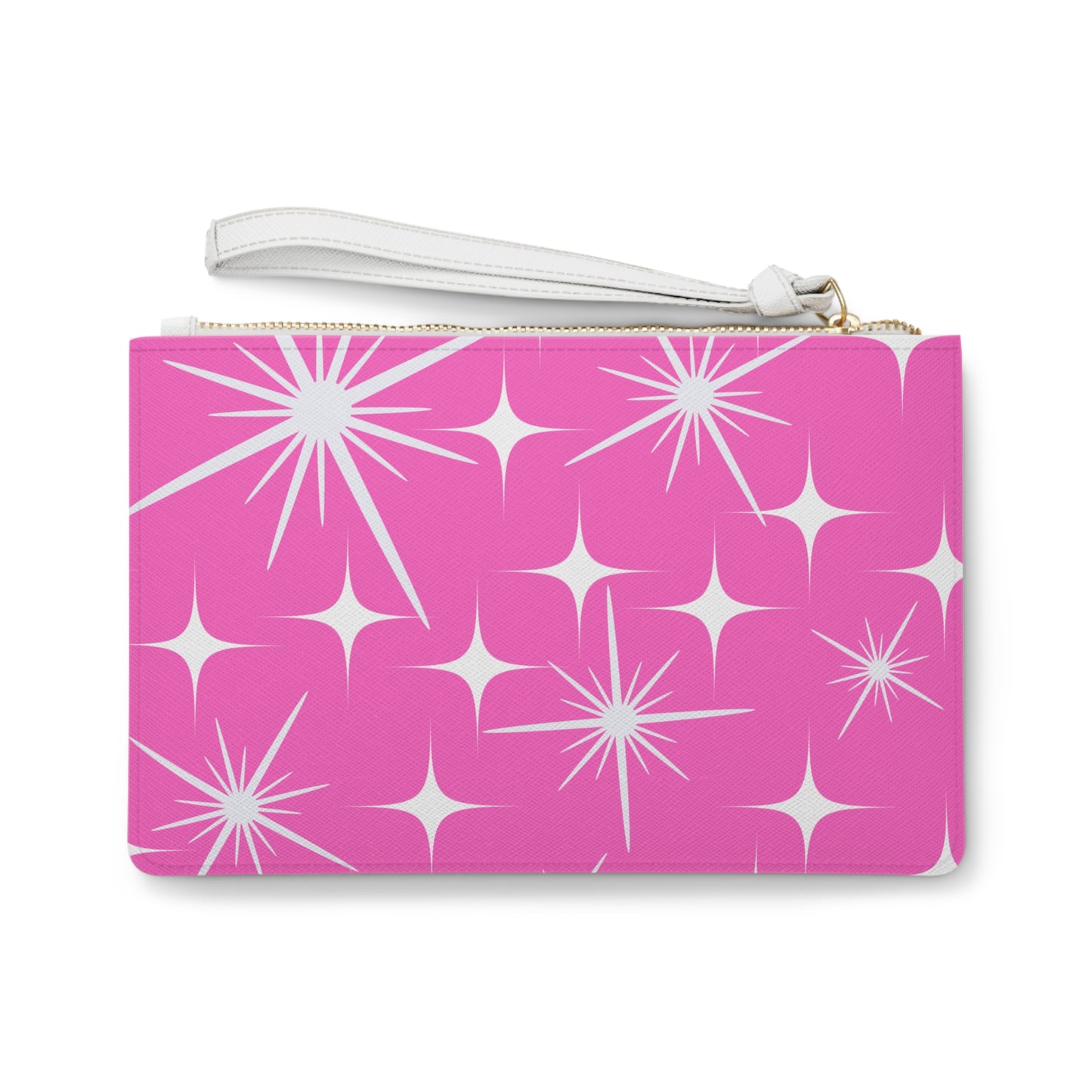 Midcentury Modern Celestial Stars Pink Errands Evening Pouch Clutch Bag