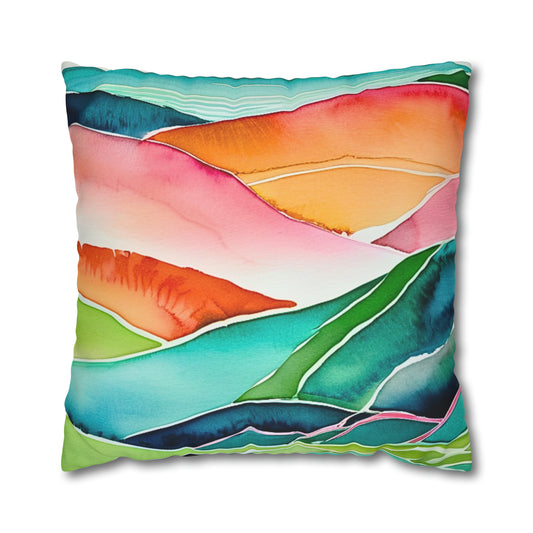Sunset Sea Meditations Watercolor Landscape Decorative Spun Polyester Pillow Cover