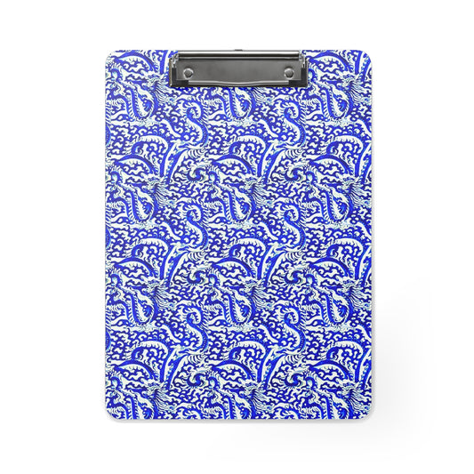 Sea of Chinese Dragons Ming Dynasty Blue and White Porcelain Desk Task Clipboard