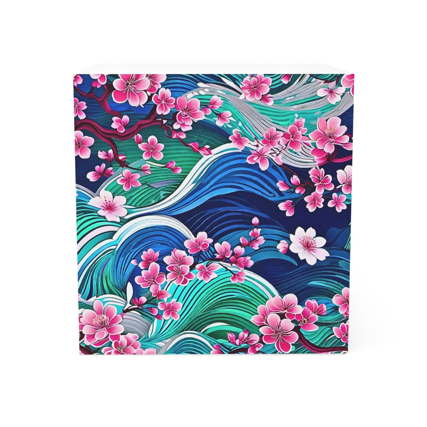 Japanese Mountains Cherry Blossoms Woodblock Pattern Decorative Paper Note Cube