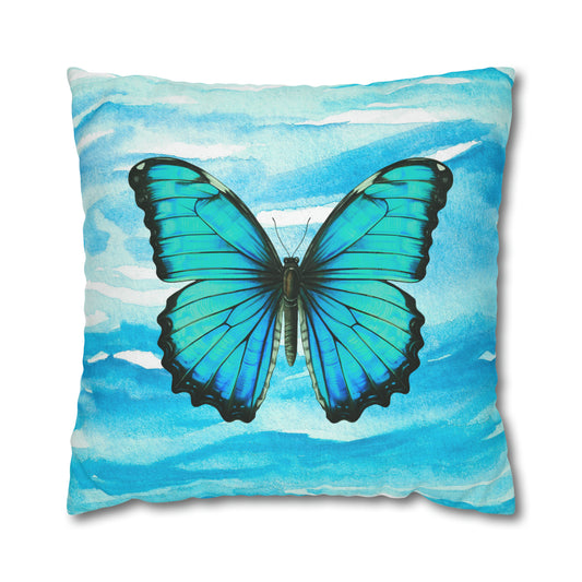 Butterfly Ocean Coastal Decorative Square Poly Canvas Pillow Cover