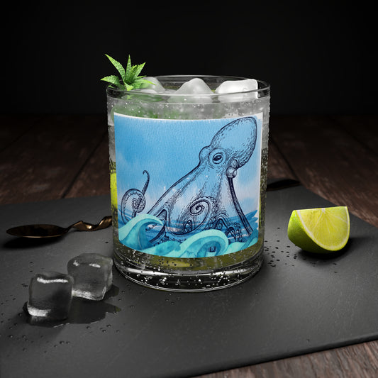 Blue Octopus Ocean Creature Coastal Ocean Life Cocktail Party Beverage Entertaining Bar Glass