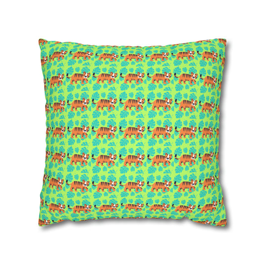 Tiger Jungle Tropical Nursery Children Playroom Decorative Spun Polyester Pillow Cover
