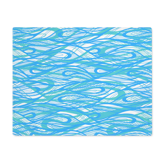 Wave Vibrations Turquoise Aqua Modern Coastal Pattern Tablescape Decorative Placemat, 1pc