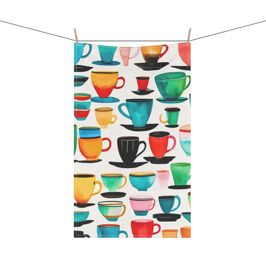Coffee Cups Midcentury Modern Kitchen Tea Towel / Bar Towel