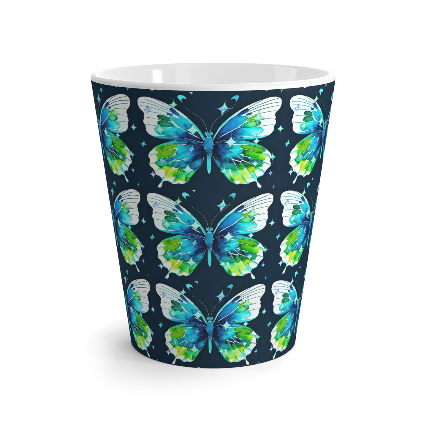 Twilight Awakening Blue Butterfly Watercolor Pattern Cappuccino Coffee Tea Decorative Latte Mug