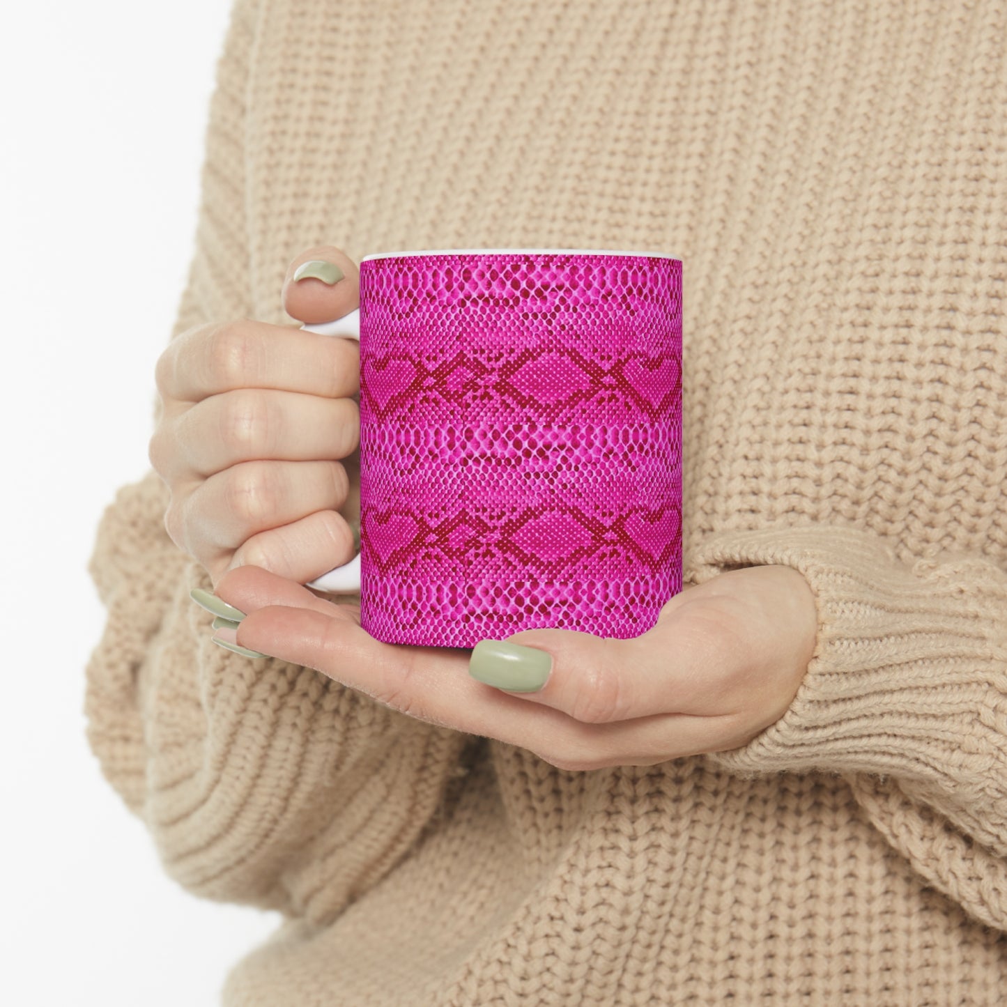 Pink Snakeskin Hot Beverage Coffee Tea Decorative Ceramic Mug 11oz