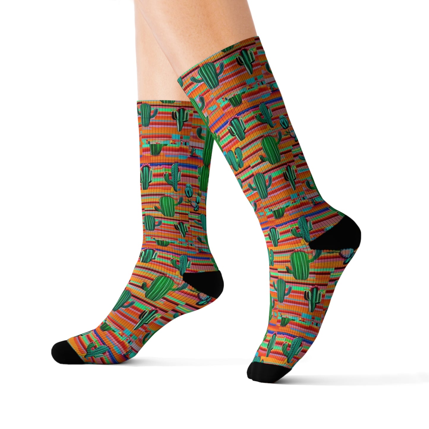 Cactus Vibes Decorative Pattern Sublimation Socks