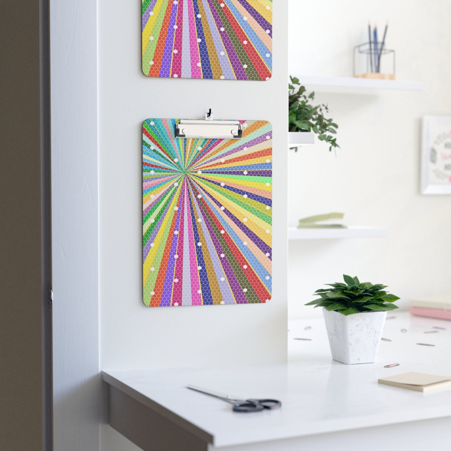 Spiral Spectrum Rainbow Desk Decorative Clipboard