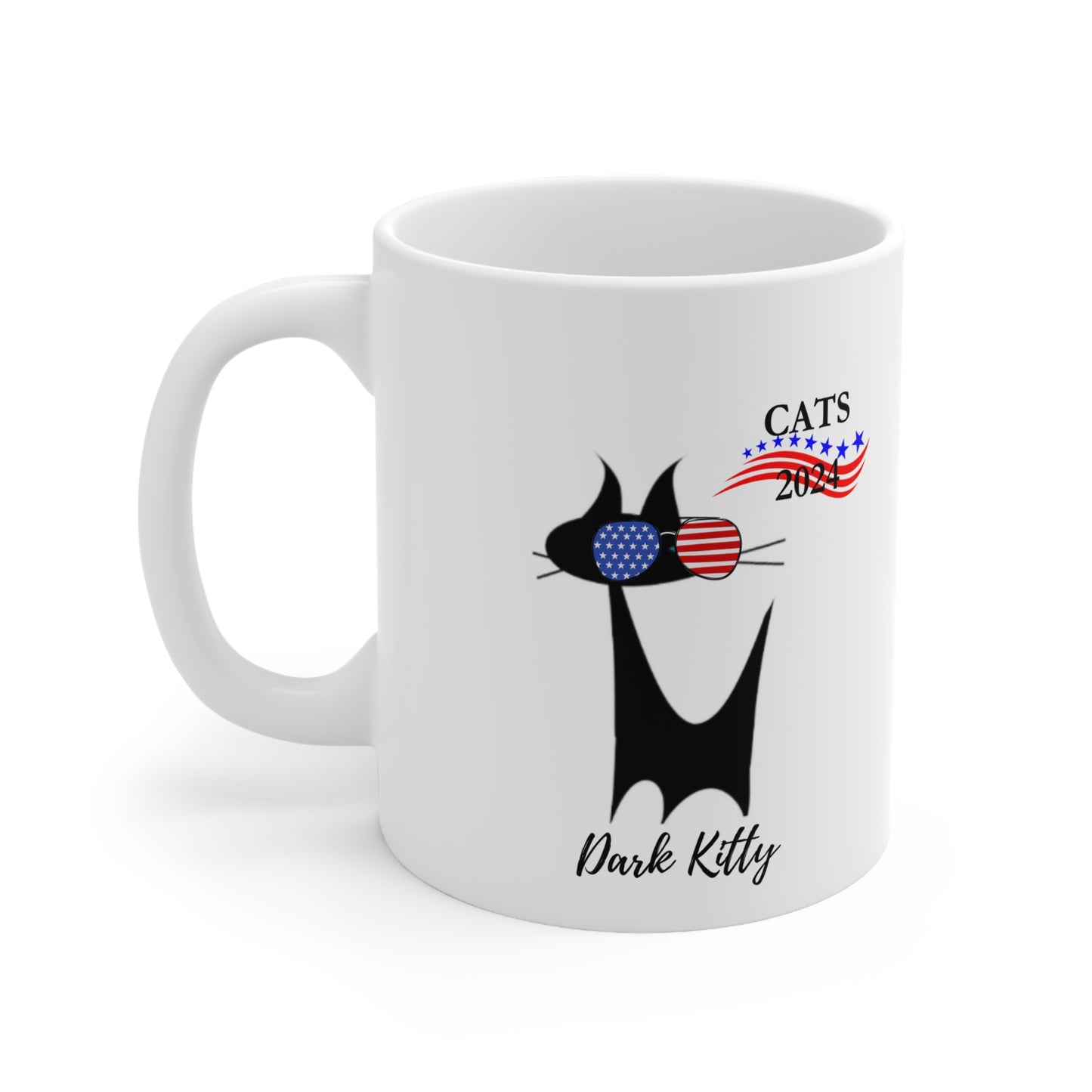 Dark Kitty 2024 Official Presidential Campaign Snarky Midcentury Modern Black Cat Hot Beverage Coffee Tea Ceramic Mug 11oz