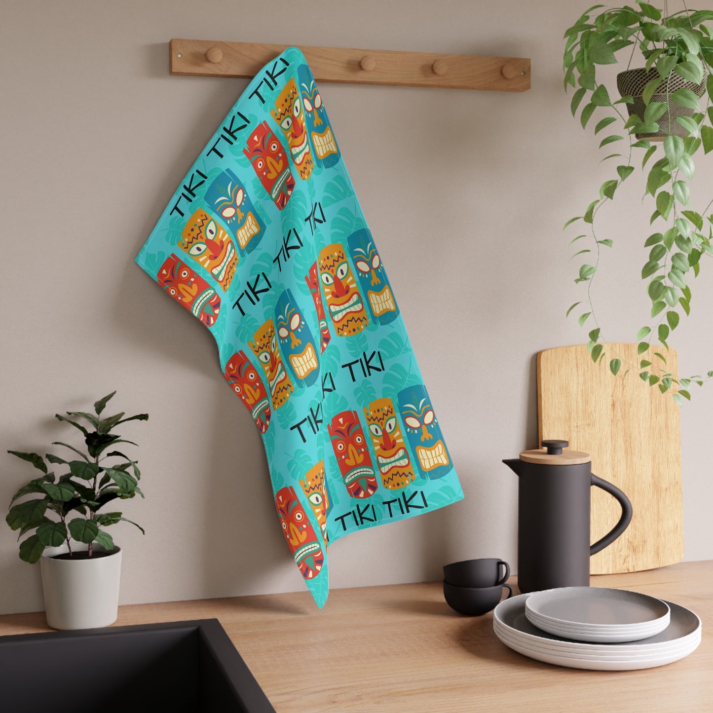 Tiki Tiki Tiki Lounge Midcentury Modern Polynesian Tropical Pattern Decorative Kitchen Tea Towel/Bar Towel